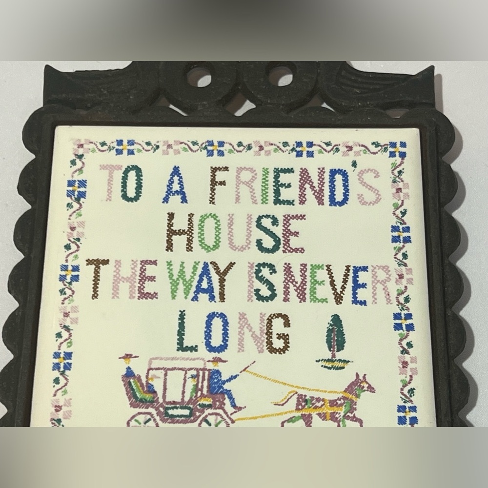 Vintage Ceramic Tile Cast Iron Tricket Hot Plate Home Decor  To A Friend’s House - Picture 8 of 9